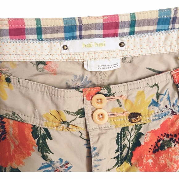 Anthropologie Hei Hei Sundrop Floral Cotton Cropped Cargo Pants Women’s Size 8 - Picture 6 of 8